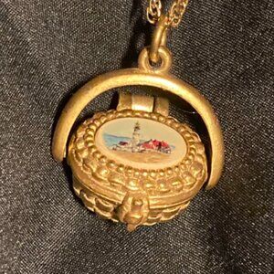 Gorgeous Nantucket Basket Pendant w/Portland Head Light from Museum of Fine Art